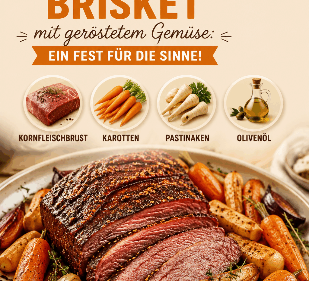 Unwiderstehliches Corned Beef Brisket mit geröstetem Gemüse: Ein Fest für die Sinne!