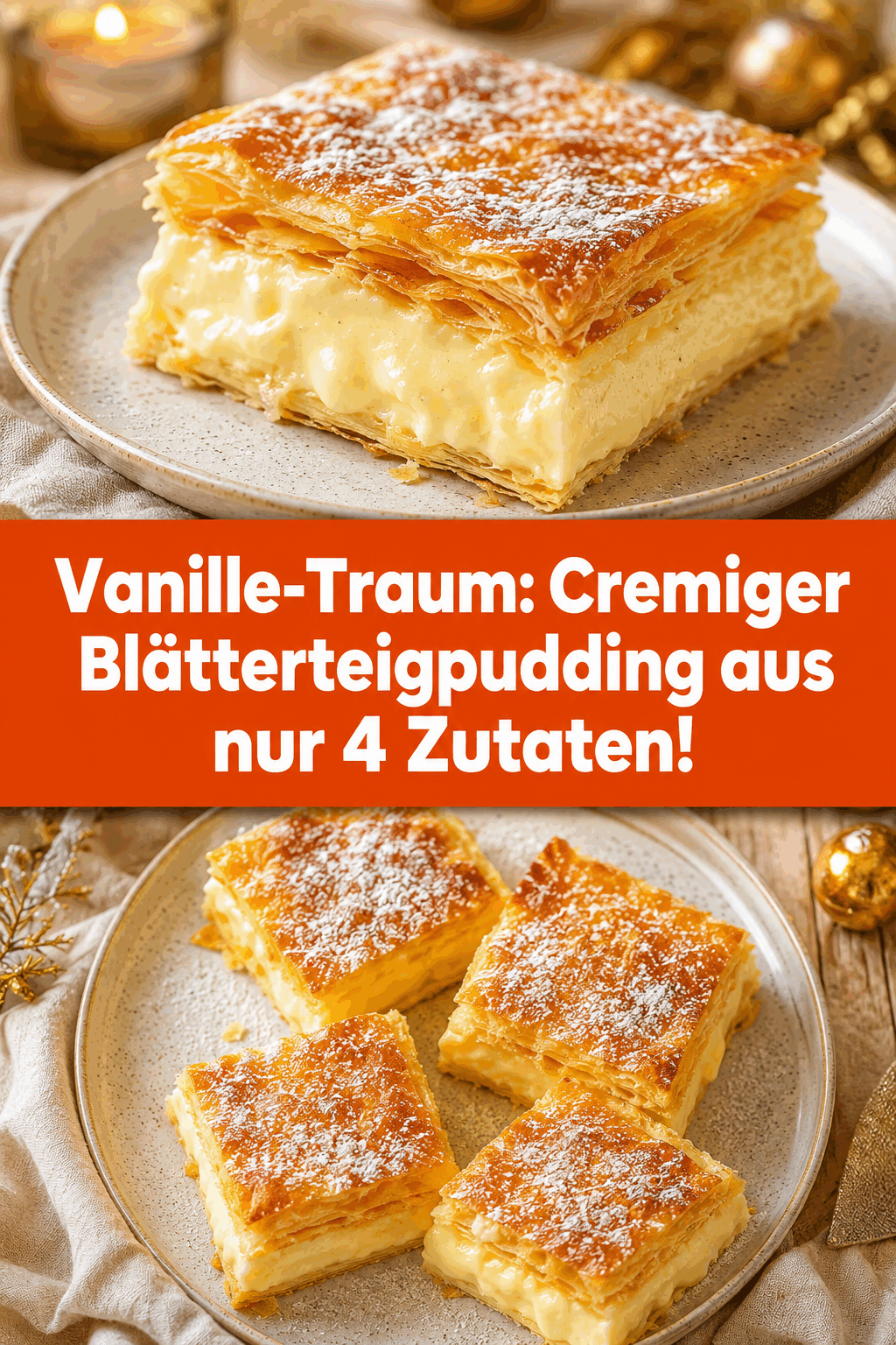 Vanille-Traum: Cremiger Blätterteigpudding aus nur 4 Zutaten!
