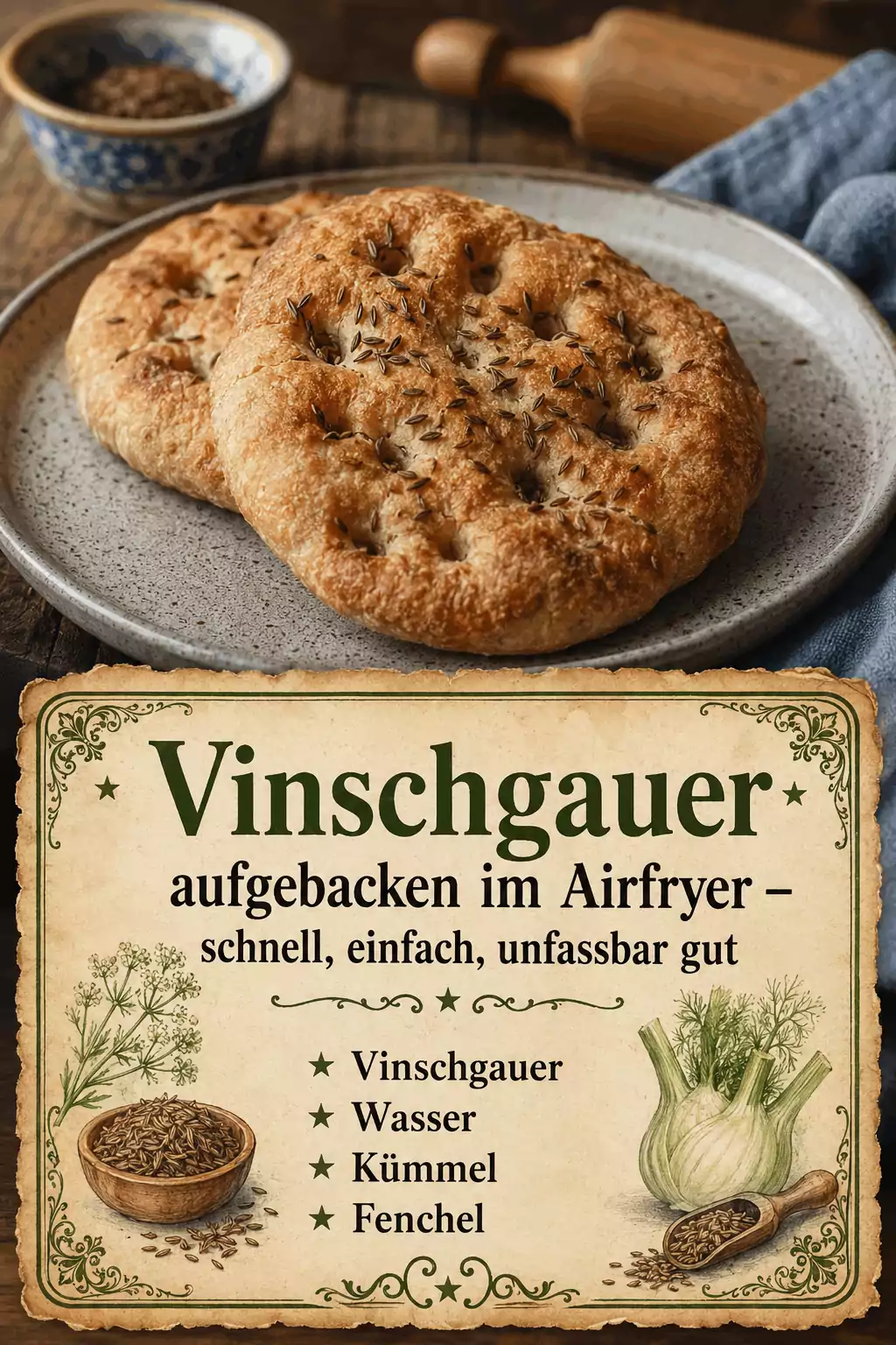 Vinschgauer aufgebacken im Airfryer – schnell, einfach, unfassbar gut