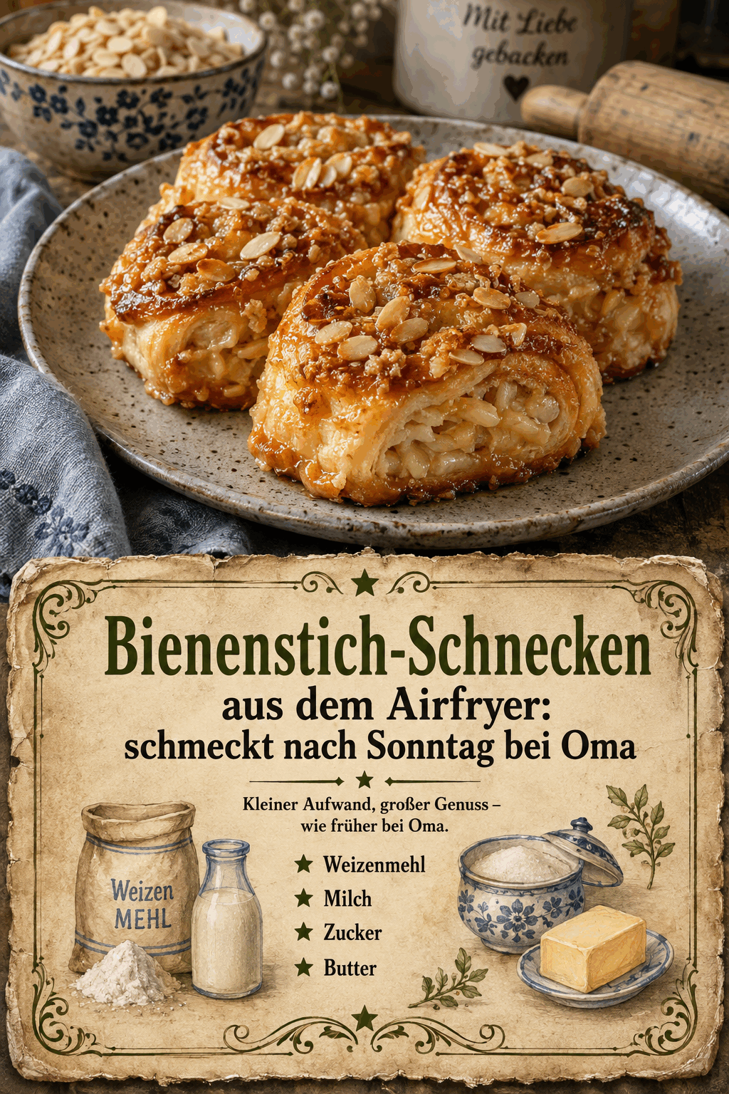 Weizenmehl, Milch, Zucker, Butter