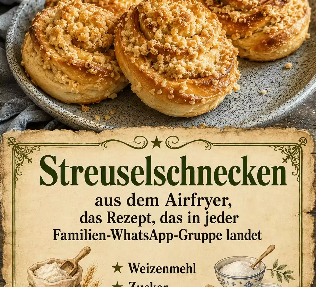 Streuselschnecken aus dem Airfryer, das Rezept, das in jeder Familien-WhatsApp-Gruppe landet