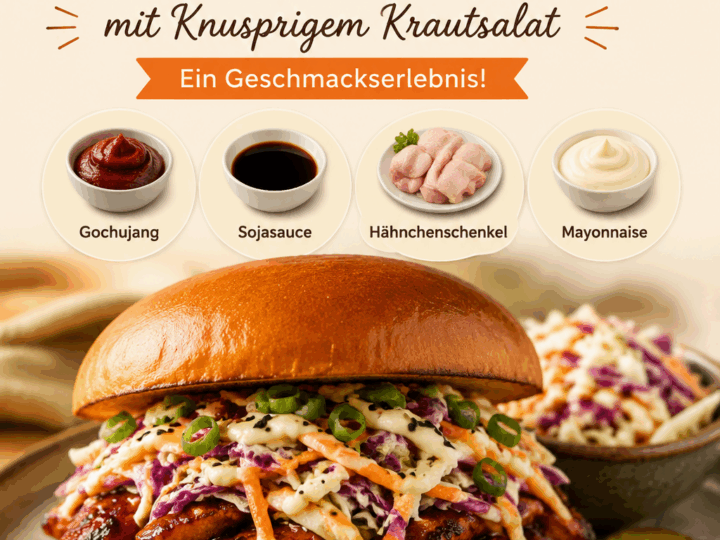 Würziges Koreanisches BBQ-Hähnchensandwich mit Knusprigem Krautsalat – Ein Geschmackserlebnis!