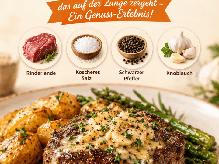 Zartes Rinderfilet mit Knoblauch-Butter-Sauce, das auf der Zunge zergeht – Ein Genuss-Erlebnis!