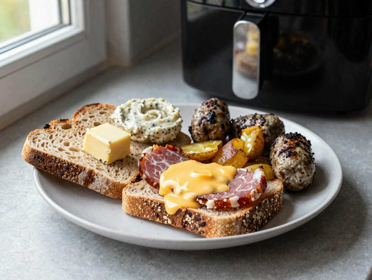 Abendbrot-Platte warm gemacht im Airfryer: schmeckt nach Sonntag bei Oma – während der Zubereitung
