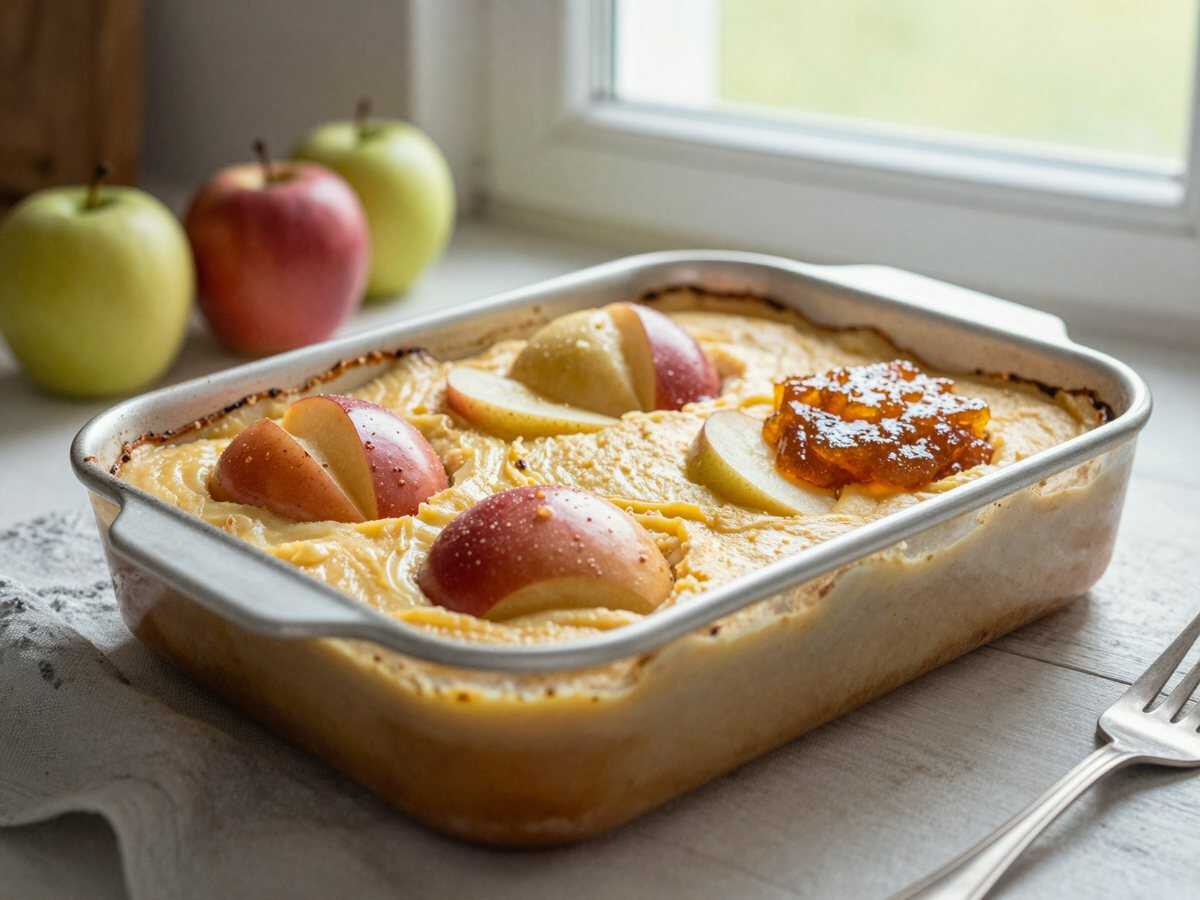 Apfel-Quark-Auflauf: Entdecke dieses unwiderstehliche Rezept! – während der Zubereitung