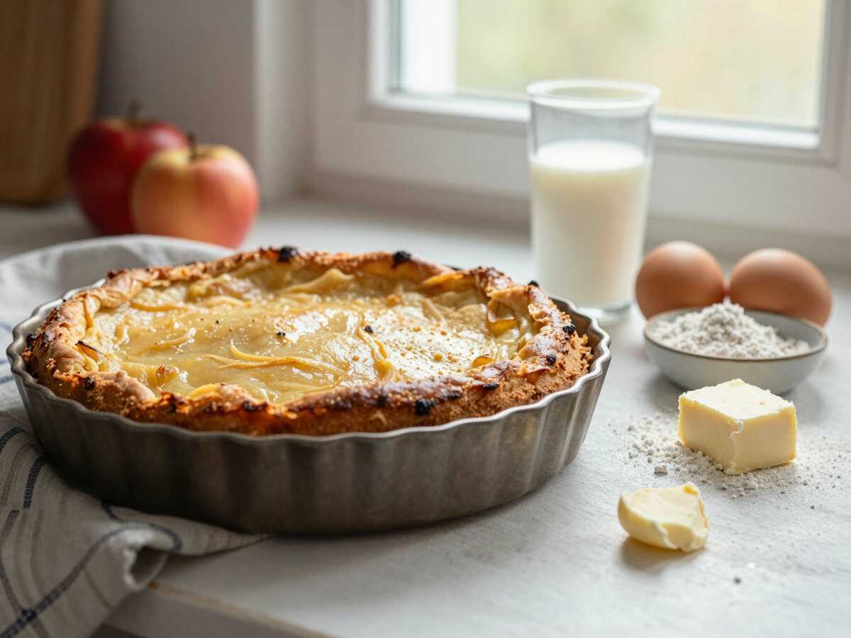 Apfelkuchen in 10 Minuten, meine Familie fragt ständig wann ich ihn wieder backe – während der Zubereitung