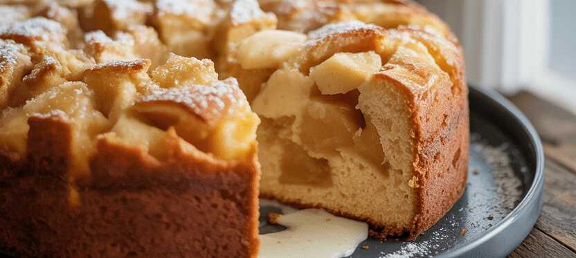 Apfelkuchen mit Vanillepudding in 10 Minuten im Ofen