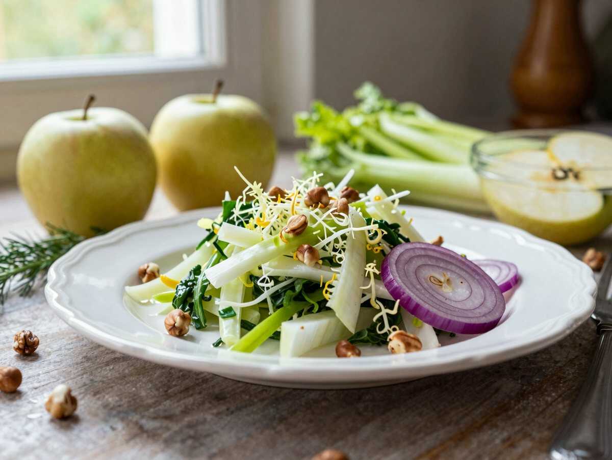 Apfelsalat mit Walnüssen – während der Zubereitung