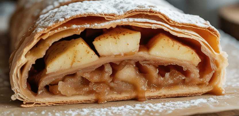 Apfelstrudel im Airfryer gebacken – so sieht es fertig aus