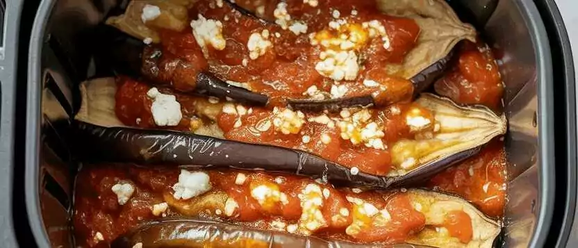 Auberginen-Scheiben mediterran aus dem Airfryer – so sieht es fertig aus