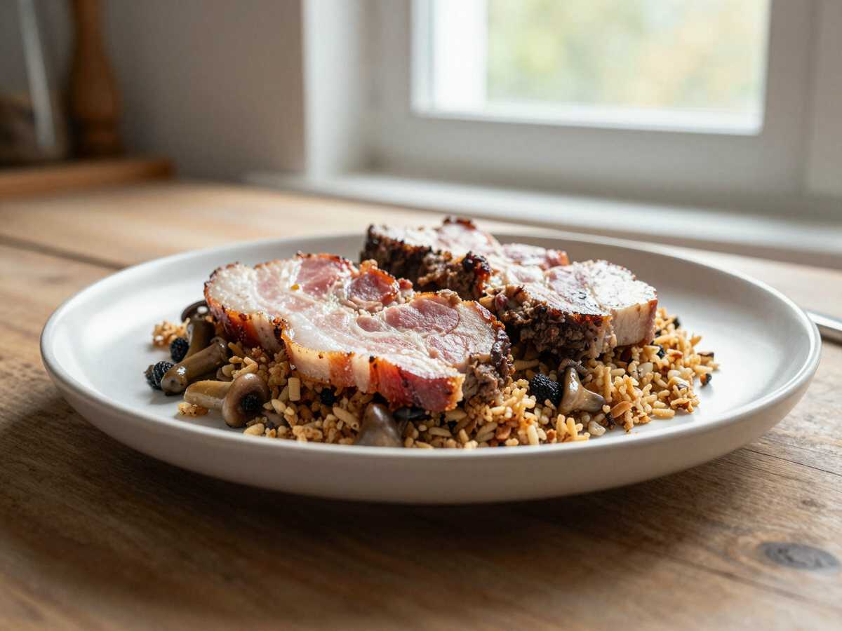 Bacon-Champignon-Hackbraten: Dein neuer Lieblings-Genuss! – während der Zubereitung
