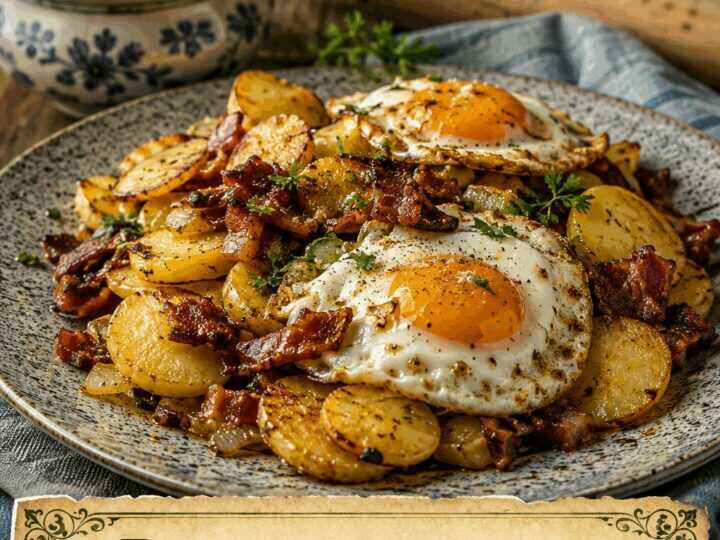Bauernfrühstück mit Kartoffeln und Ei, das beliebteste Kartoffelrezept auf Pinterest