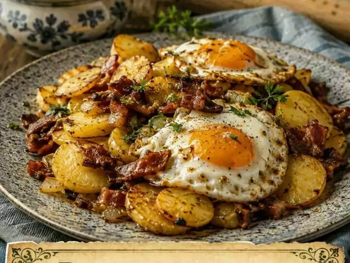 Bauernfrühstück mit Kartoffeln und Ei, das beliebteste Kartoffelrezept auf Pinterest