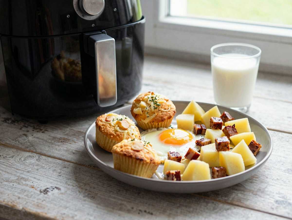 Bauernfrühstück-Muffins aus dem Airfryer – in nur 15 Minuten auf dem Tisch – während der Zubereitung