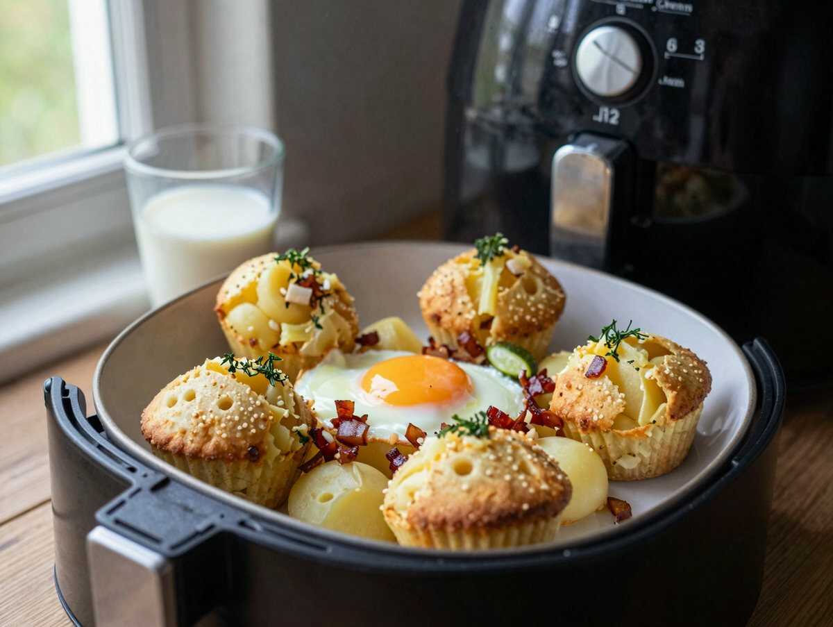 Bauernfrühstück-Muffins aus dem Airfryer: so einfach war es noch nie – während der Zubereitung