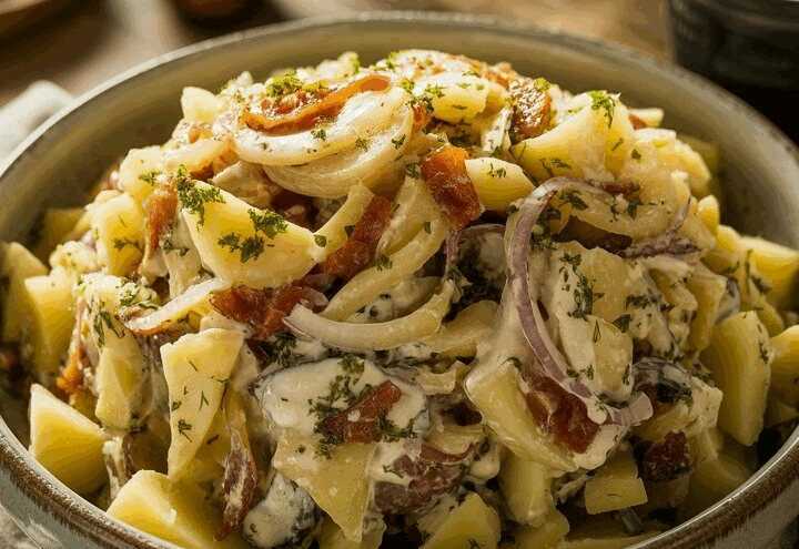 Bauernsalat mit Zwiebeln und Essig