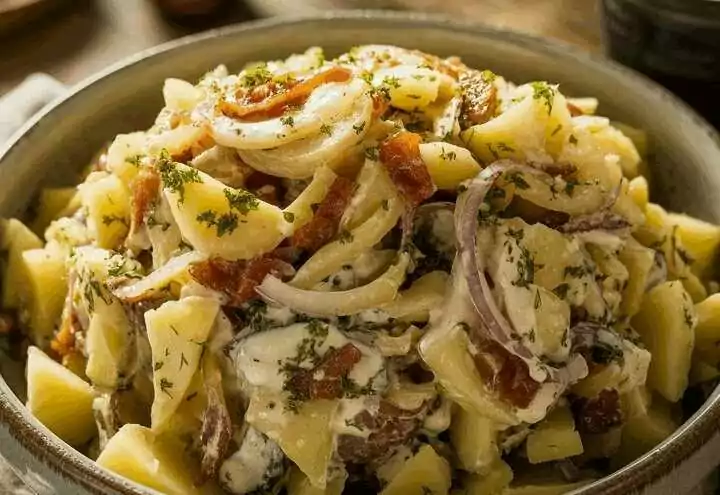 Bauernsalat mit Zwiebeln und Essig