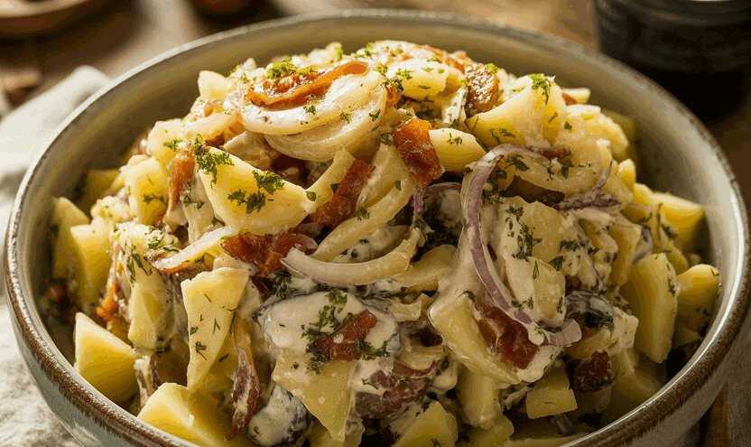 Bauernsalat mit Zwiebeln und Essig