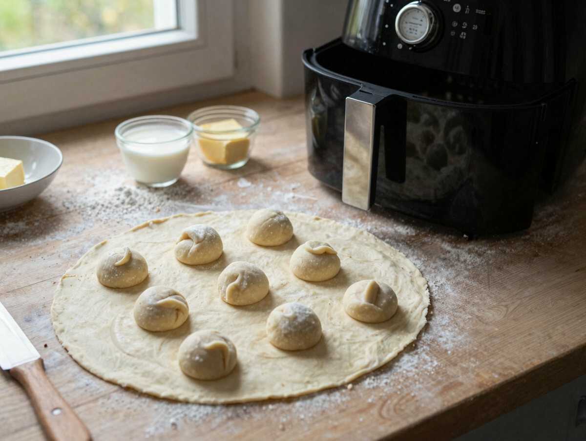 Berliner ohne Frittieren aus dem Airfryer – schnell, einfach, unfassbar gut – während der Zubereitung