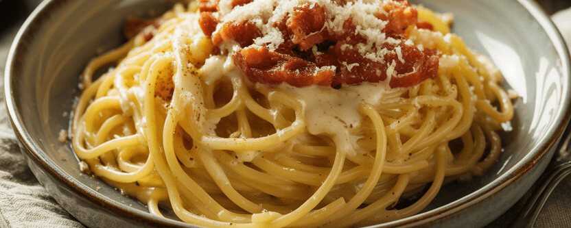 Besser als Carbonara, leckere Spaghetti mit 200 ml Sahne – so sieht es fertig aus