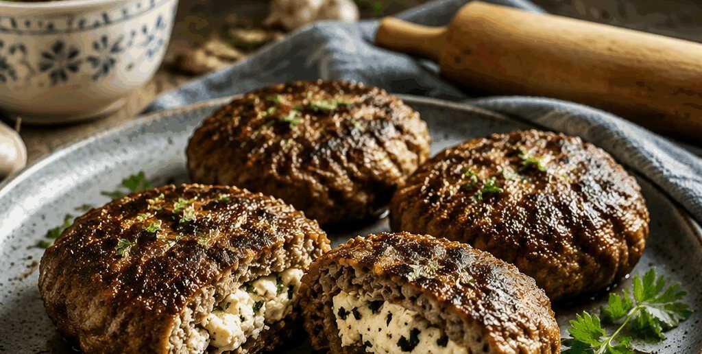 Bifteki mit Feta-Füllung aus dem Airfryer – kalorienärmer als das Original
