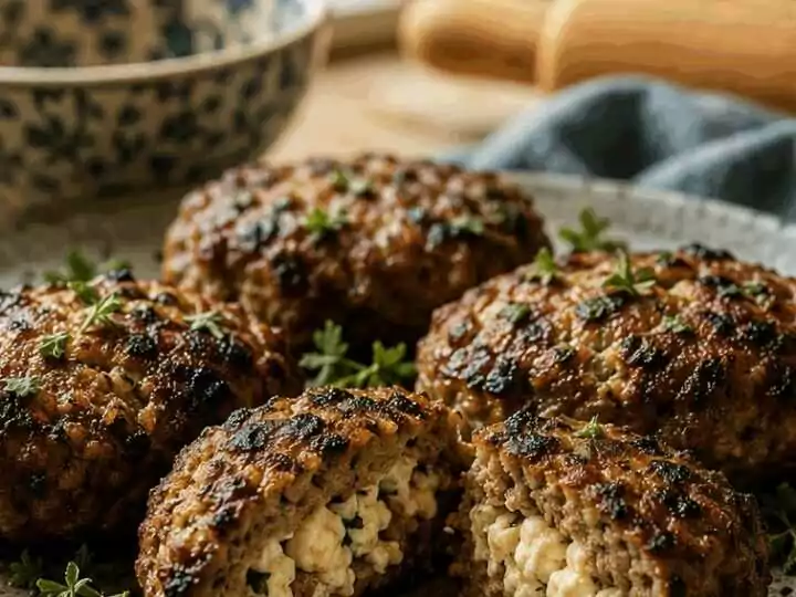 Bifteki mit Feta-Füllung aus dem Airfryer – knuspriger geht’s nicht