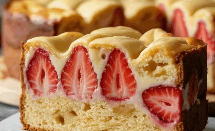 Biskuitkuchen mit Erdbeeren in 10 Minuten ein Tassenrezept
