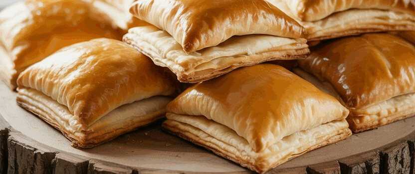 Blätterteig-Teilchen mit Frischkäse, Emmentaler und Senf