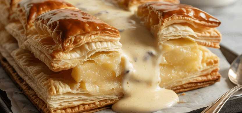 Blätterteig Teilchen mit 400ml Sahne und Vanillepudding