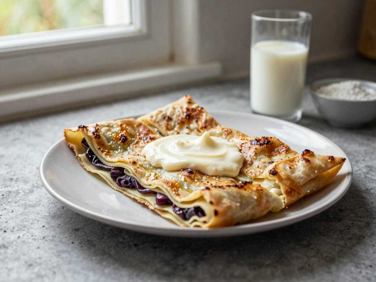 Blätterteig Teilchen mit 400ml Sahne und Vanillepudding – während der Zubereitung