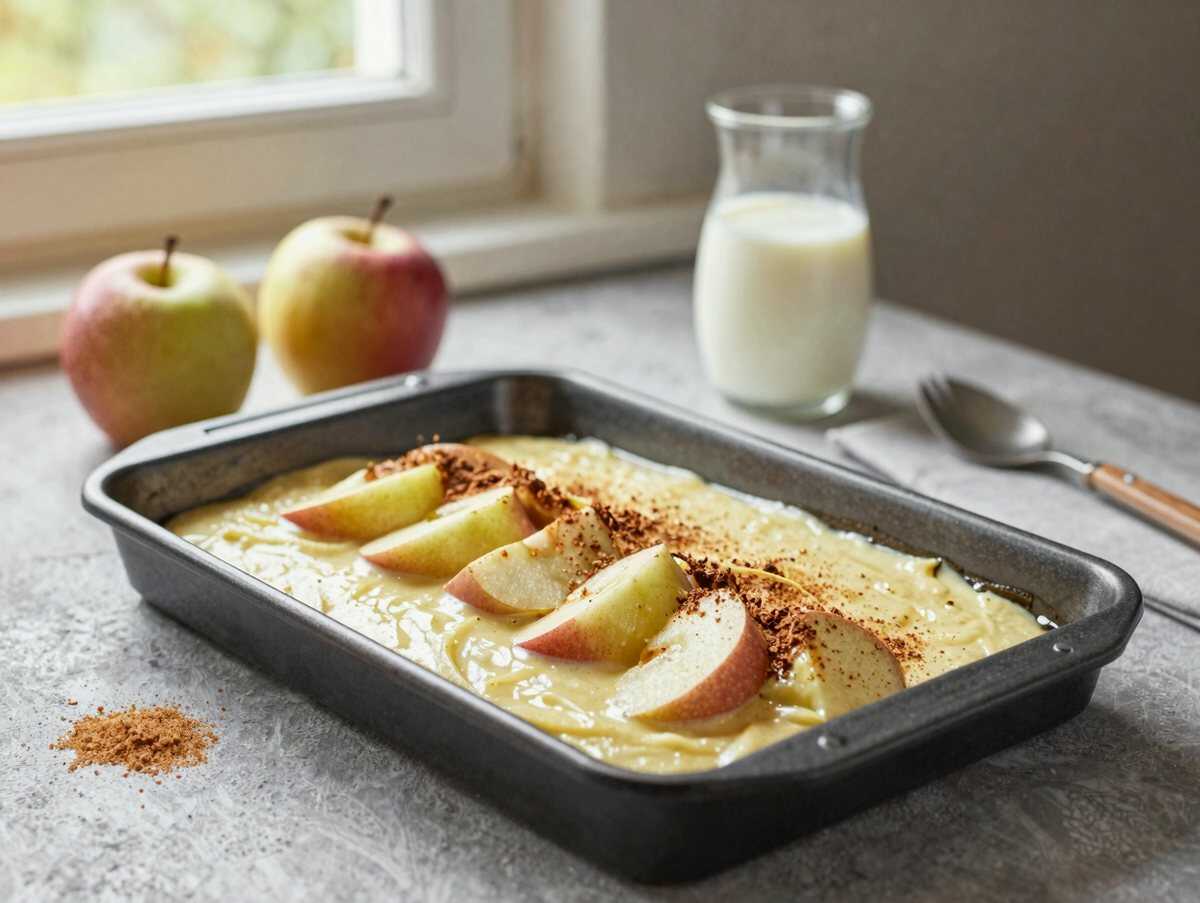 Blitzschneller Apfel-Schoko-Traum mit unwiderstehlicher Saure-Sahne-Creme – während der Zubereitung