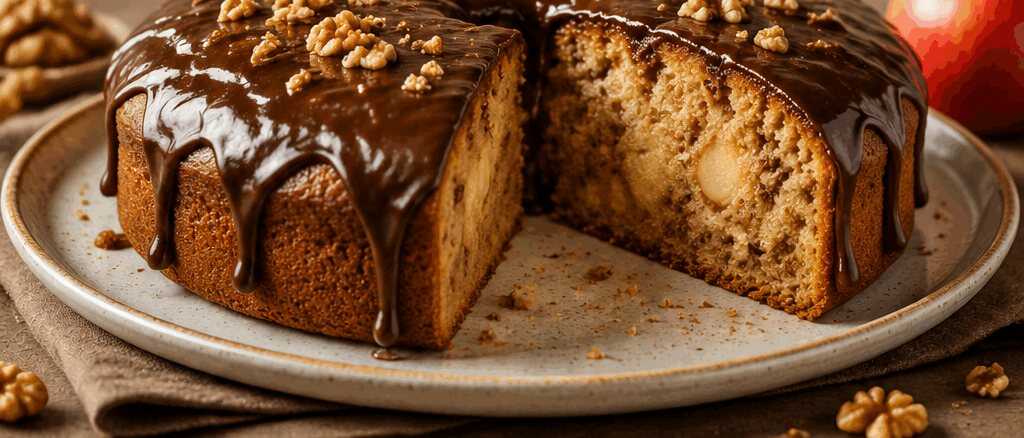 Blitzschneller Apfel-Nuss-Kuchen mit Schoko-Twist