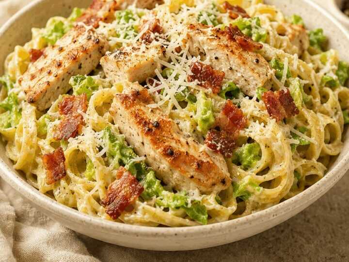Blitzschnelles Caesar-Hühnchen-Pasta-Erlebnis: Frisch, Lecker, Unwiderstehlich!