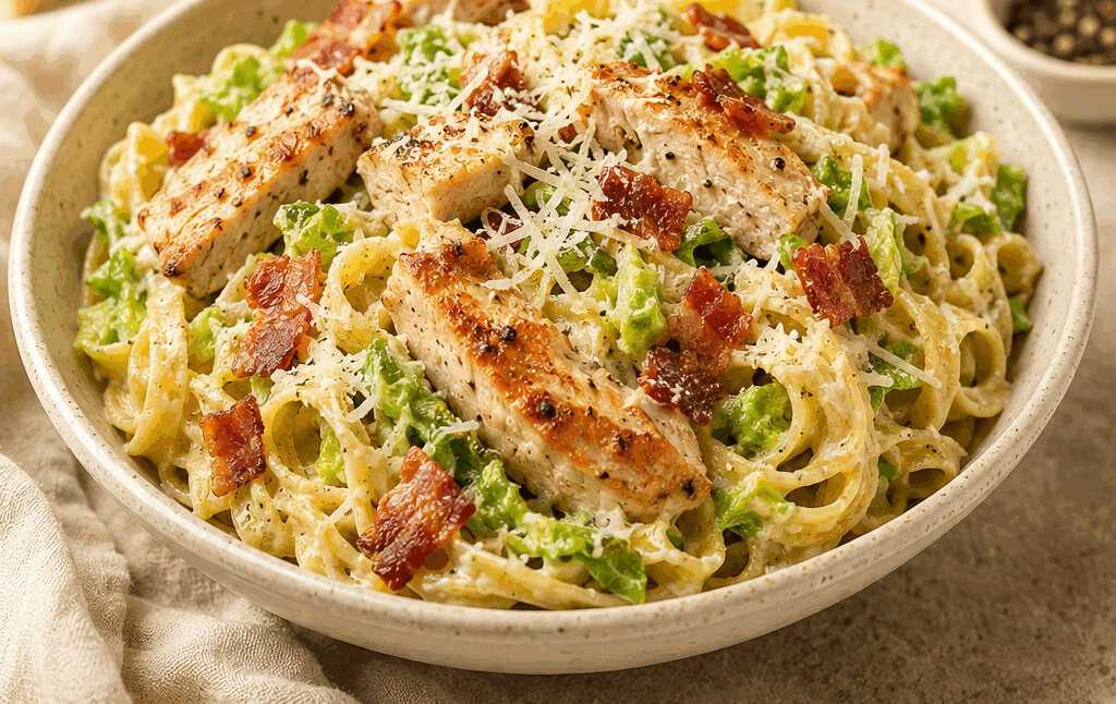 Blitzschnelles Caesar-Hühnchen-Pasta-Erlebnis: Frisch, Lecker, Unwiderstehlich!