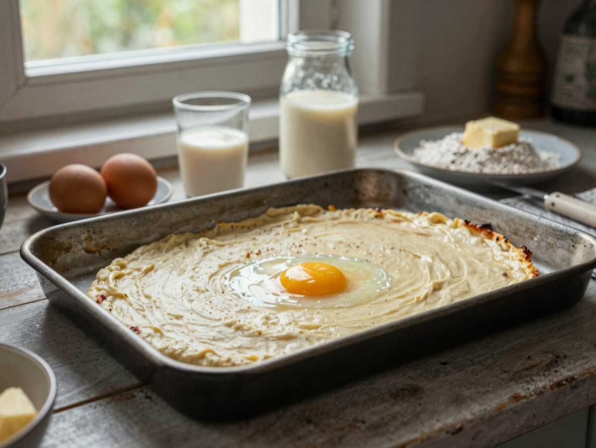 Blitzschnelles Rezept für den saftigsten Rahmkuchen vom Blech! – während der Zubereitung