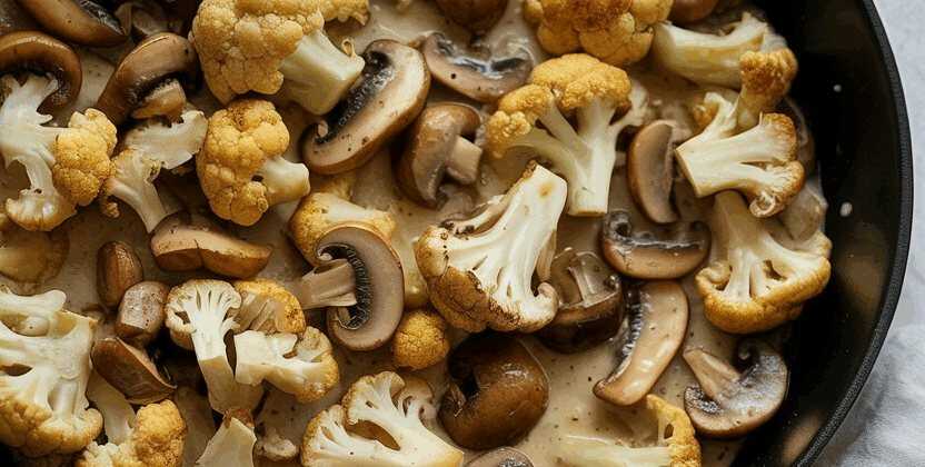 Blumenkohl Champignons Pfanne mit Knoblauch in 15 Minuten fertig!
