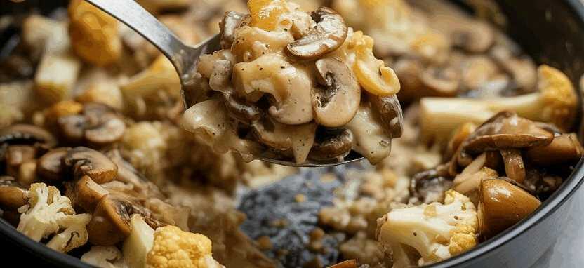 Blumenkohl Champignons Pfanne mit Knoblauch in 15 Minuten fertig! – so sieht es fertig aus