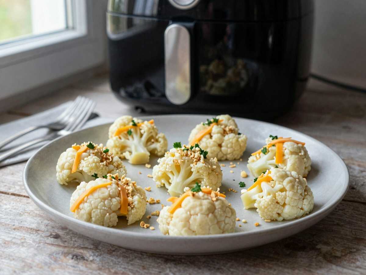 Blumenkohl-Käse-Taler aus dem Airfryer, das Soulfood für gemütliche Tage – während der Zubereitung