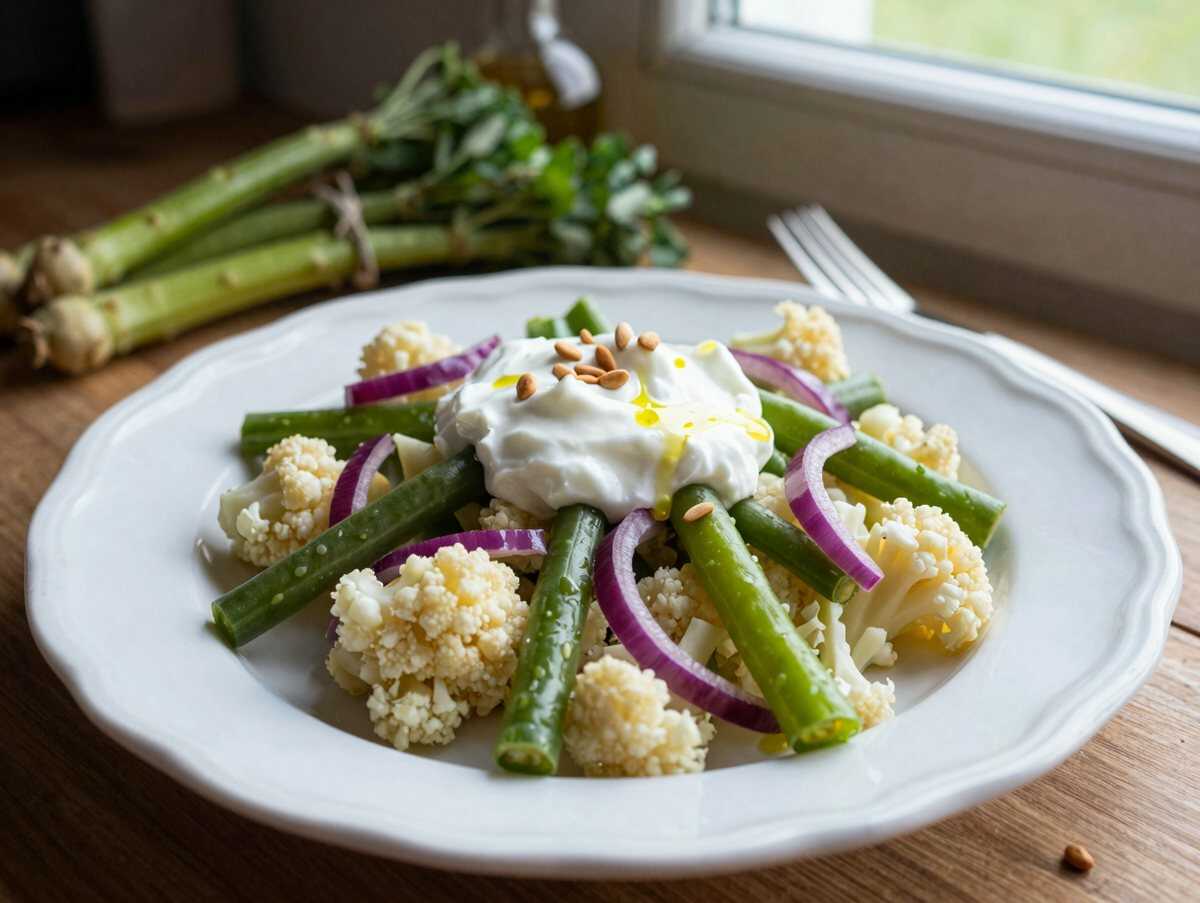 Blumenkohlsalat mit Radieschen – Der crunchige Frischekick! – während der Zubereitung
