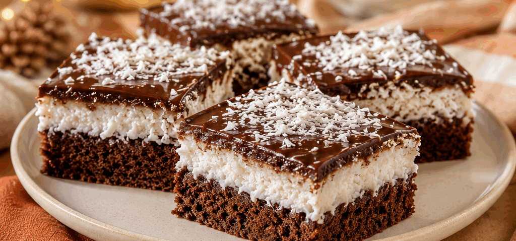 Bounty-Kuchen vom Blech: Entdecke das ultimative Kokos-Erlebnis! – so sieht es fertig aus