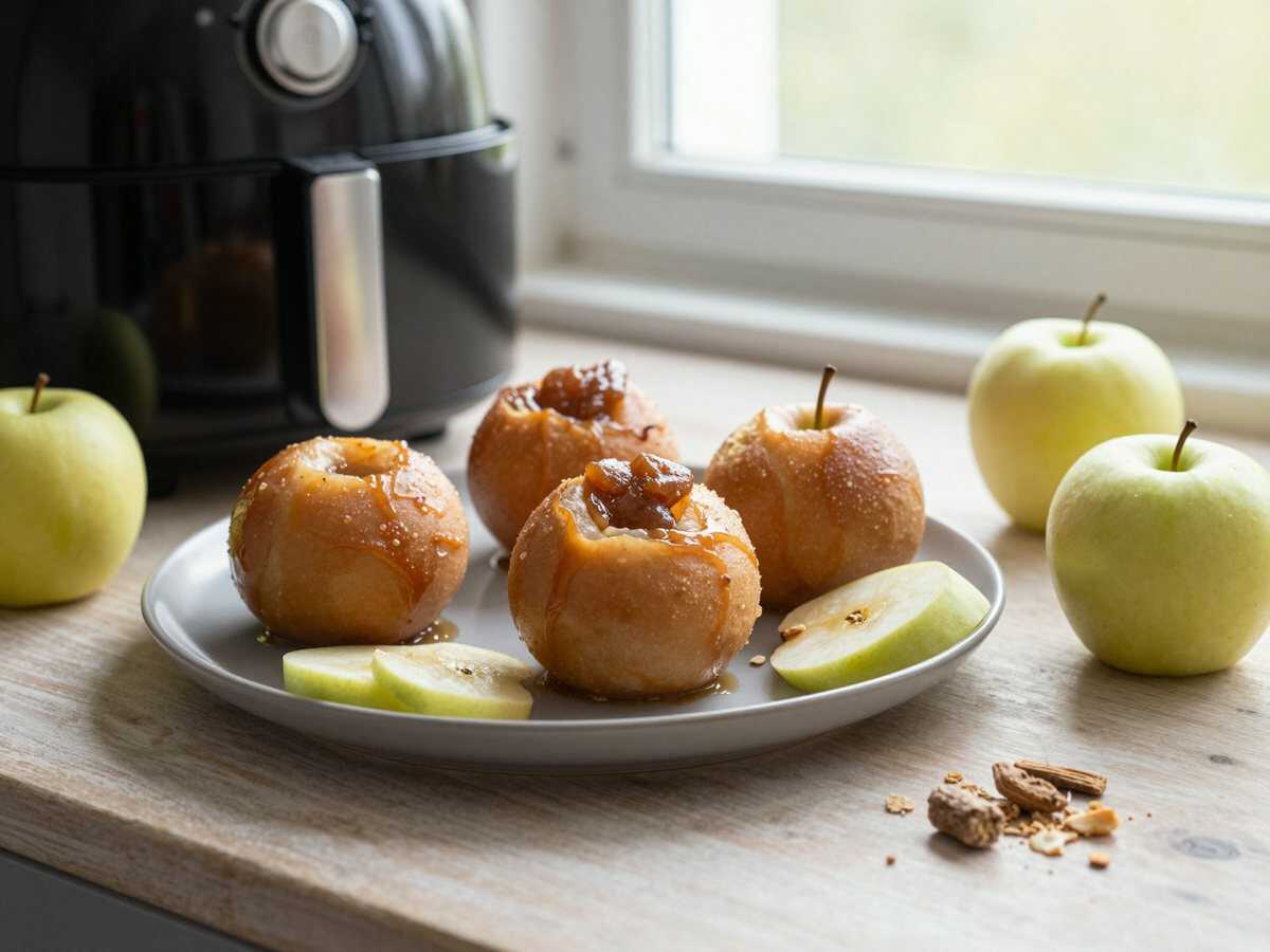 Bratäpfel mit Marzipanfüllung aus dem Airfryer – schnell, einfach, unfassbar gut – während der Zubereitung