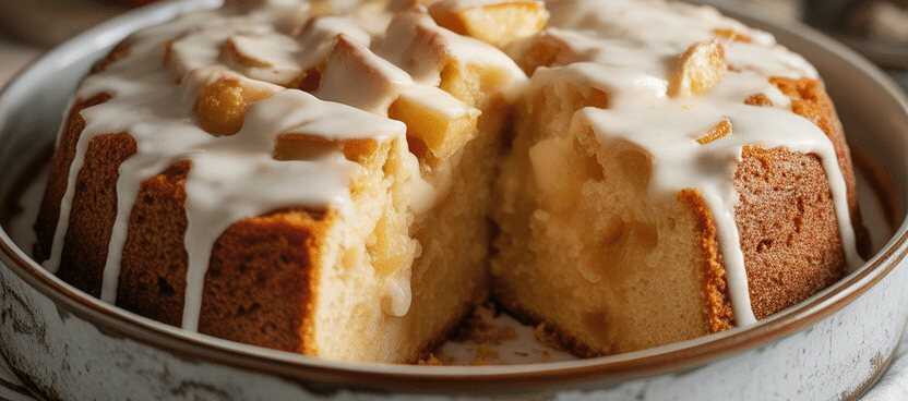 Bratapfelkuchen mit 450 g Schmand & 1 Packung Puddingpulver – so sieht es fertig aus