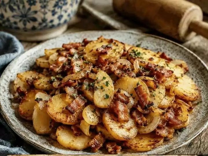 Bratkartoffeln mit Speck und Zwiebeln – sättigt die ganze Familie für wenig Geld