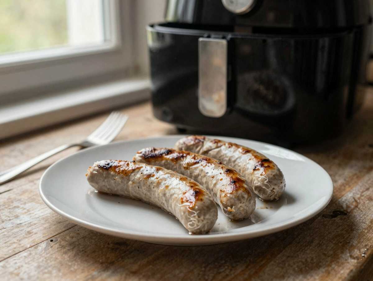Bratwurst aus dem Airfryer – schnell, einfach, unfassbar gut – während der Zubereitung