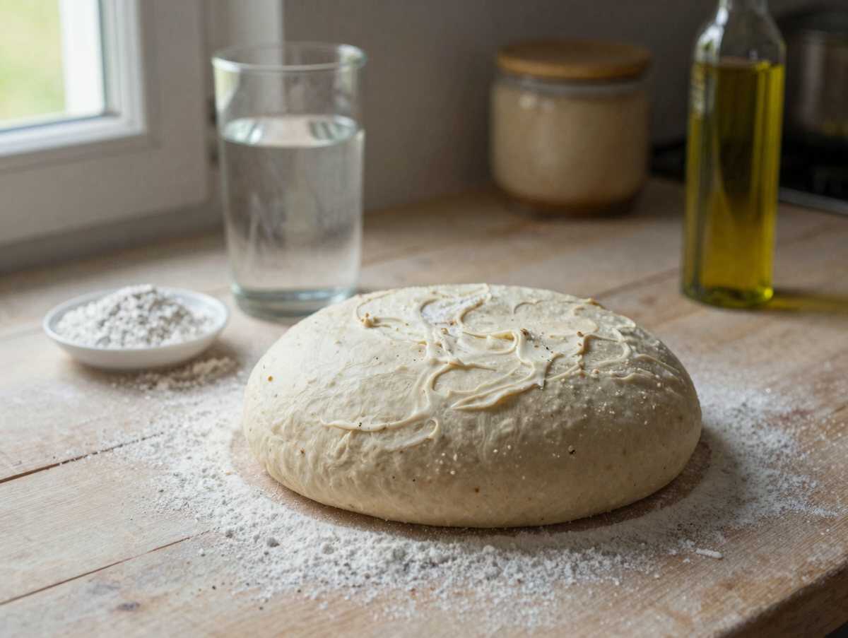 Brot ohne Kneten mit 3 Tassen Mehl – während der Zubereitung