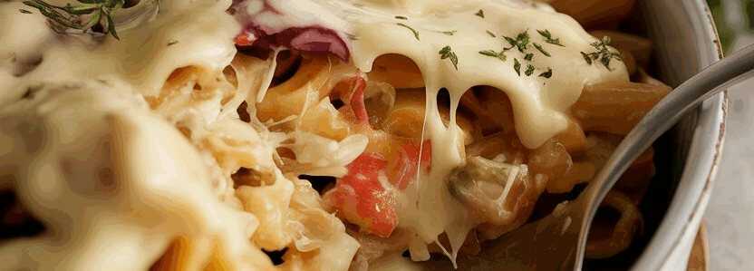 Brotzeitsalat mit Käse und Zwiebeln – so sieht es fertig aus