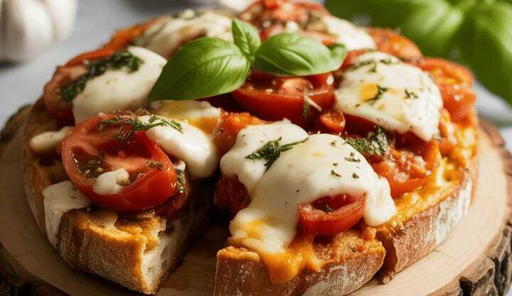 Bruschetta mit Tomaten und Knoblauch 10 Minuten Backzeit