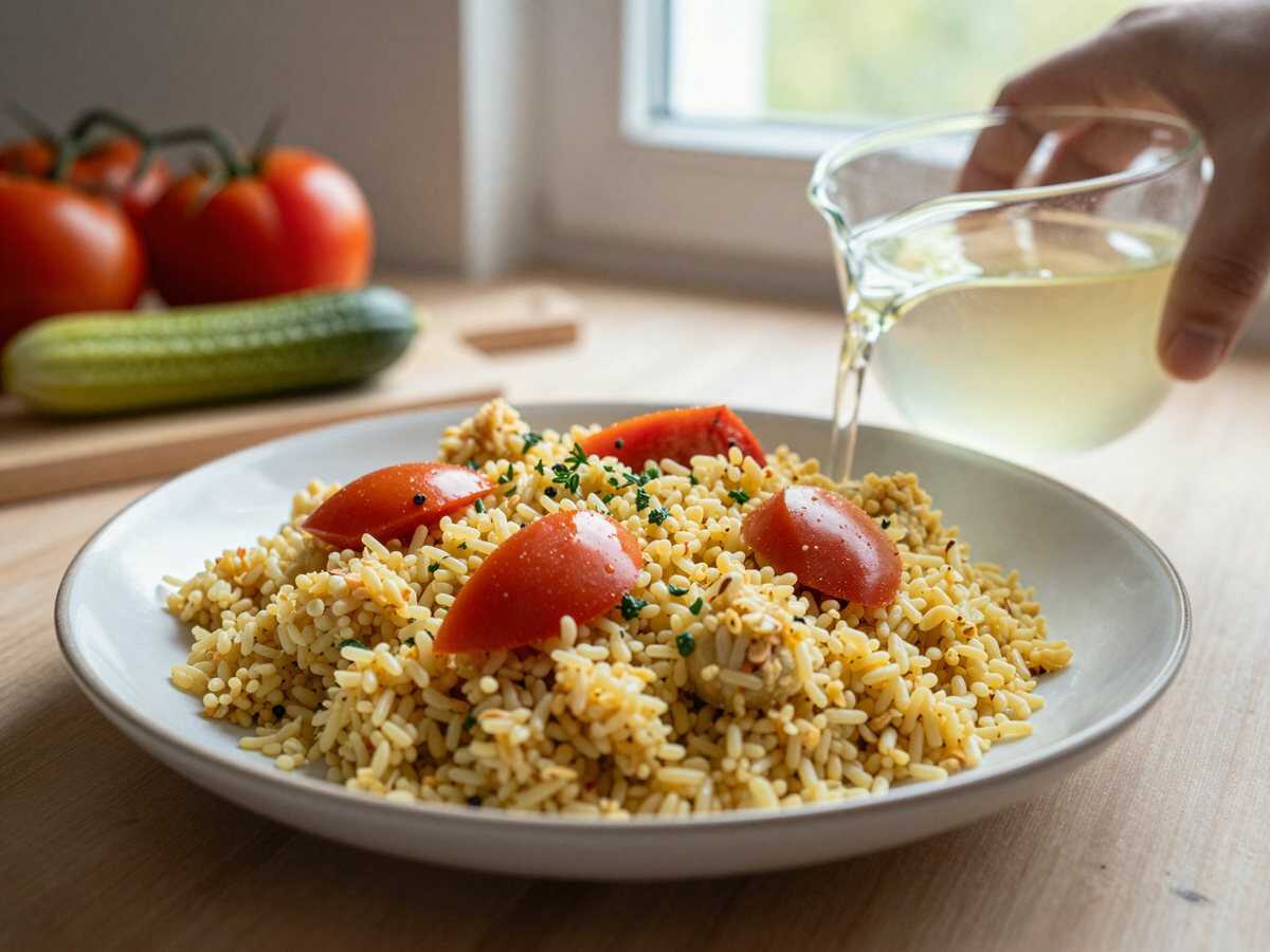 Bulgursalat orientalische Art – während der Zubereitung