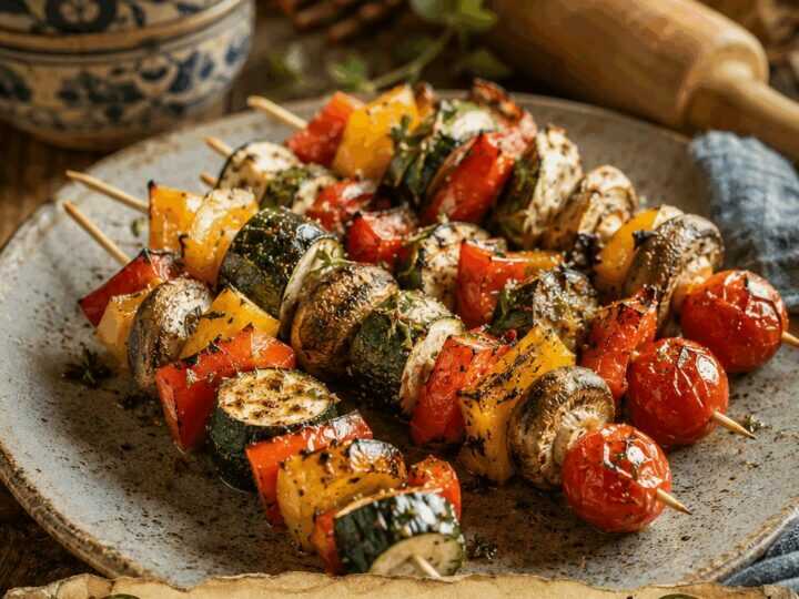 Bunte Gemüsespieße aus dem Airfryer – in nur 15 Minuten auf dem Tisch