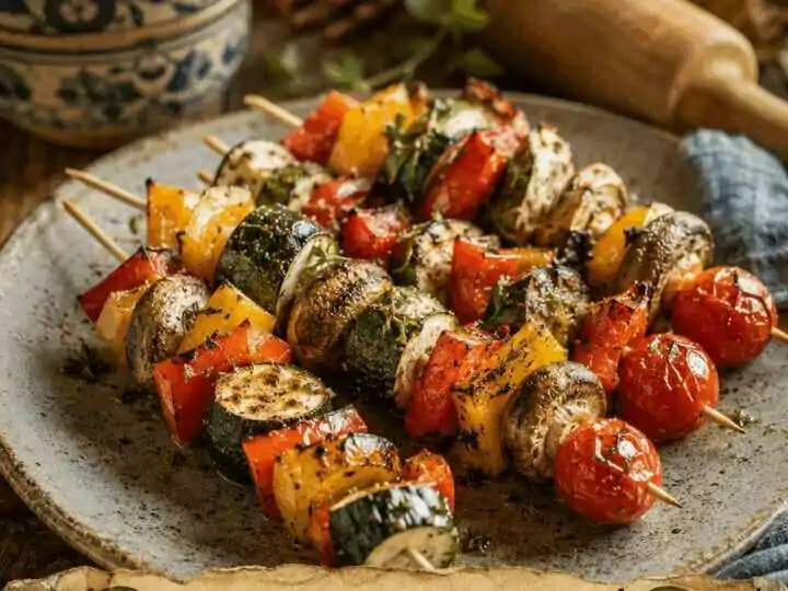 Bunte Gemüsespieße aus dem Airfryer – in nur 15 Minuten auf dem Tisch